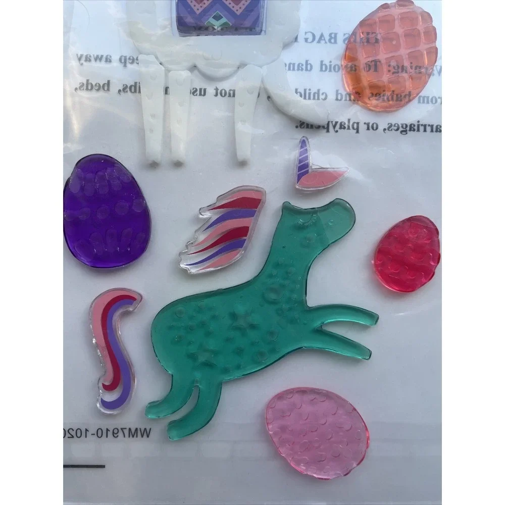NEW MAGICAL Mystical Unicorn LLAMA Rainbow Window Gel Clings Decorations 17 pcs!
